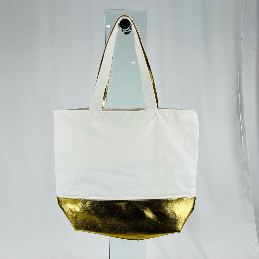 NWT Jade & Deer “Make It Happen" Tote Bag with Zip Pouch Wallet Cream Gold - Picture 3 of 16